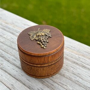 Made in USA Wooden Trinket Box with Brass on Lid 2”
